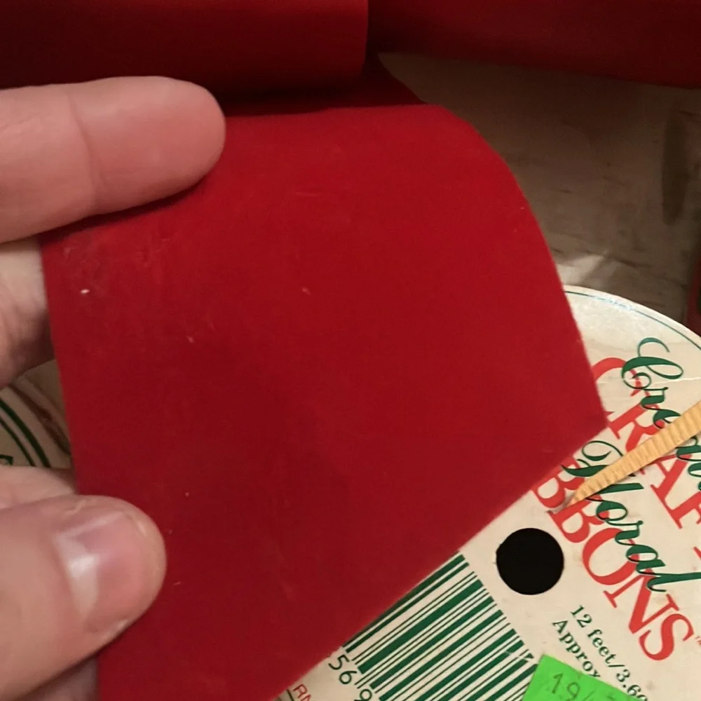 Vintage Used Ribbon Lot Christmas, Satin, Red Velvet